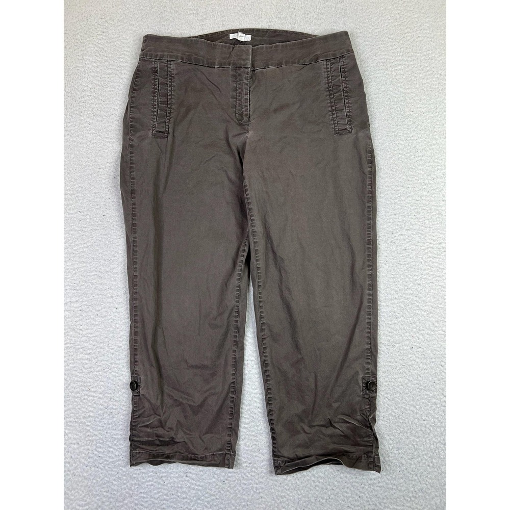 Eileen Fisher Brown Organic Cotton Tencel Capri Pants Womens Medium S5WEO